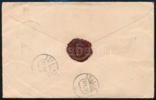 1898 Ajánlott díjjegyes 5kr boríték 5 x 5kr díjkiegészítéssel Zürichbe küldve / Registered PS-cover ...