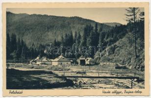 1941 Felsővisó, Viseu de Sus (Máramaros); Fajna telep, Vasérvölgy, fűrésztelep. Kühne Gábor kiadása / sawmill