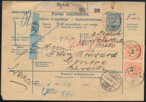 1896 Postai szállítólevél 50kr párral "FUTTAK" - Genf / PS-money order with 50kr pair