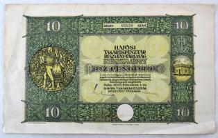 1929. Hajós "Hajósi Takarékpénztár Részvénytársaság" részvénye 10P-ről, "02830", szárazpecséttel, szelvényekkel T:F