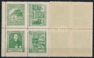 1917 ,,A reformáció 400 éves" emlékére kiadott hajtott zöld levélzáró 12-es tömb