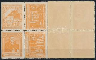 1917 ,,A reformáció 400 éves" emlékére kiadott hajtott narancs levélzáró 12-es tömb