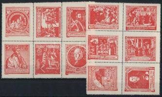 1917 ,,A reformáció 400 éves" emlékére kiadott piros levélzáró 4-es és 6-os tömbben