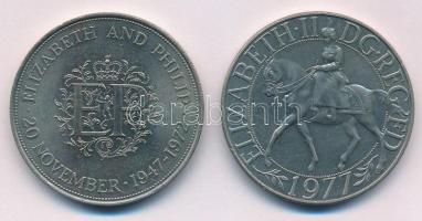 Nagy Britannia 1972. 25P Cu-Ni "II. Erzsébet királynő és Fülöp herceg 25. házassági évfordulója" + 1977. 25p Cu-Ni "Ezüst Jubileum - II. Erzsébet" T:AU Great Britain 1972. 25 Pence Cu-Ni "25th wedding anniversary of Queen Elizabeth II and Prince Philip" + 1977. 25 New Pence Cu-Ni "Silver Jubilee - Elizabeth II" C:AU Krause KM#917, KM#920