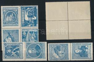 1917 ,,A reformáció 400 éves" emlékére kiadott kék levélzáró 2 db 4-es tömbben és 2 db pár