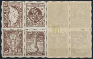 1916 Magyar Béketemplom javára kiadott barna levélzáró 12-es tömb