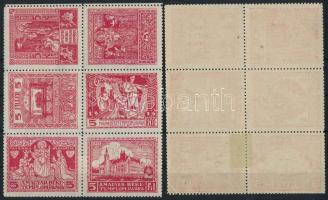 1916 Magyar Béketemplom javára kiadott barna levélzáró 2 db 6-os tömb