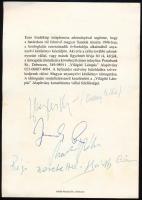 1995 A Magyarok Világszövetsége emléklapja Csoóri Sándor, Duray Miklós és mások aláírásával