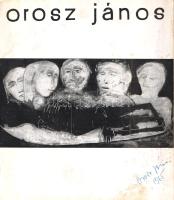 Orosz János festőművész kiállítása a Kulturális Kapcsolatok Intézetében, a római Stampa d'Estera kiállítóteremben. (Aláírt kiállítási katalógus.) [Budapest, 1965]. Kiállítási Események Igazgatósága. Egyetlen lap, hajtogatva. Orosz János (1932-2019) Munkácsy-díjas festőművész. A Képzőművészeti Főiskolán Fónyi Géza és Barcsay Jenő tanítványa. 1963-tól olaszországi tanulmányokon vett részt. Tárlatát 'Megégett emberek" címmel rendezte. Illusztrált, hajtogatott, kissé foltos katalógusunk előoldalán a művész saját kezű aláírása: "Orosz János, 1965." Illusztrált, enyhén foltos lap.