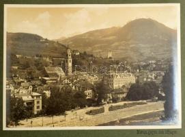 1907 Merano (Dél-Tirol), album látványos felvételekkel, 9 db nagyméretű fotó, hidegpecséttel jelzett...