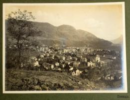 1907 Merano (Dél-Tirol), album látványos felvételekkel, 9 db nagyméretű fotó, hidegpecséttel jelzett...