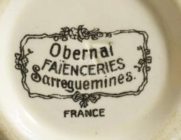 Sarreguemines Obernai 28 részes szervírozó összeállítás, jelzett, közte 1-1 sérüléssel, repedéssel, ...