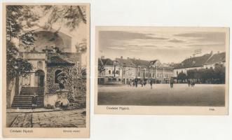 Pápa - 2 db RÉGI város képeslap: Fő tér, kálvária