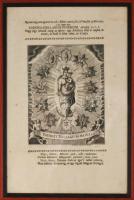cca 1768 Binder János Fülöp (1735?-1811): "Tizen-két tsillagú korona" Szűz Mária metszet, papír, rézmetszet, jelzett a dúcon, üvegezett fa keretben: 36x24 cm
