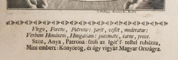 cca 1768 Binder János Fülöp (1735?-1811): "Tizen-két tsillagú korona" Szűz Mária metszet, ...