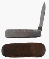 Zwillingswerk Solingen kis bicska bőr tokban, csukva h: 7 cm