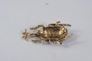 Szarvasbogár alakú bross, kövekkel kirakva, h: 6,5 cm