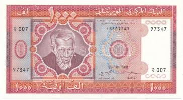 Mauritánia 1981. 1000O "R 007 97347" T:AU hullámos papír Mauritania 1981. 1000 Ouguiya "R 007 97347" C:AU wavy paper Krause P#3D