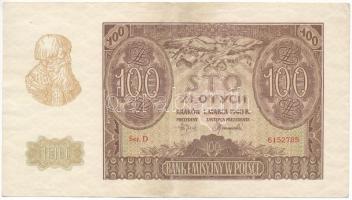 Lengyelország 1940. Német megszállás 100Zl "D 6152785" T:F pici beszakadás Poland 1940. German Occupation 100 Złotych "D 6152785" C:F tiny tear Krause P#95