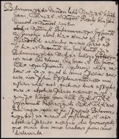 1650 Nagyvárad Körössi István, Rosaly Kun István és Lupsa Péter birtokügyben kelt részben magyar nye...