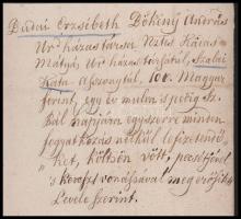 1668 Ungvárban lakó Budai Erzsébet adóslevele 100 forintról Katai Mátyás és Szalai Kata asszonyságna...