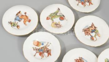 cca 1930 Victoria csehszlovák 10 részes gyermekjáték porcelán készlet, jelzett, kis kopással