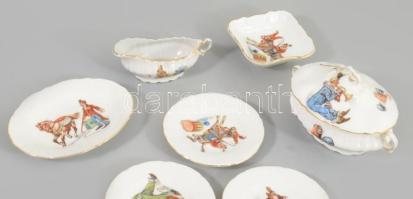 cca 1930 Victoria csehszlovák 10 részes gyermekjáték porcelán készlet, jelzett, kis kopással