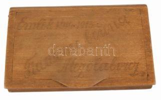 1915 Háborús emlék fa doboz, vésett felirattal, 10x16 cm