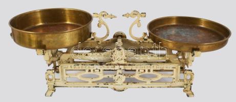 Astra konyhamérleg, öntöttvas, réz tányérokkal, súlyokkal