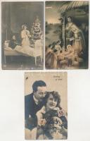 11 db RÉGI motívum képeslap: karácsonyi és újévi üdvözlőlapok / 11 pre-1945 motive postcards: Christmas and New Year greeting cards