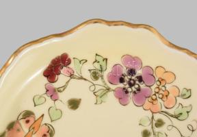 Zsolnay pillangó mintás tálka, jelzett, hibátlan, d: 12,5 cm