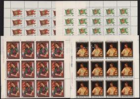 1974-1981 Czóbel Béla 1Ft, Tiziano 4Ft 1-1 hajtott teljes ív, Történelmi zászlók 1Ft és 2Ft 1-1 teljes ív (9.000)