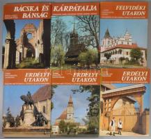 6 db könyv - Erdélyi utakon I-II-II., Kárpátalja; Bácska és Bánság; Felvidéki utakon. Kiadói egészvászon kötés, papír védőborítóval, jó állapotban.