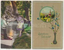 16 db RÉGI motívum képeslap / 16 pre-1945 motive art postcards