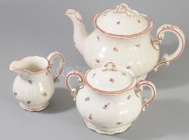 cca 1925-1930 Zsolnay pajzspecsétes háromrészes szervírozó szett, jelzett, hibátlan, m. 17 cm