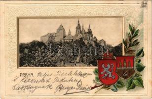 1905 Praha, Prag, Prague; Hrad Cany / castle. Emb. coat of arms, floral Art Nouveau litho (pinhole)