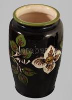 cca 1890-1920 Feltehetően osztrák mázas kerámia váza, jelzés nélkül, kis felületi sérüléssel, m: 20 cm