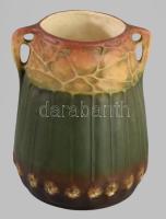 cca 1910-1920 Plasztikus szecessziós díszítésű fajansz váza, jelzett, kis kopással, m: 21,5 cm