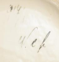 cca 1910-1920 Plasztikus szecessziós díszítésű fajansz váza, jelzett, kis kopással, m: 21,5 cm