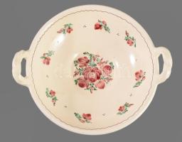 Gyümölcsös tál. Hódmezővásárhely Szénási Judit. Kézzel festett, jelzett, hibátlan d: 25 cm