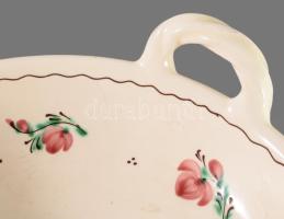 Gyümölcsös tál. Hódmezővásárhely Szénási Judit. Kézzel festett, jelzett, hibátlan d: 25 cm