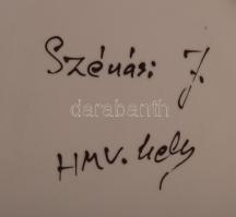 Gyümölcsös tál. Hódmezővásárhely Szénási Judit. Kézzel festett, jelzett, hibátlan d: 25 cm