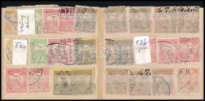 1913 52 db Turul bélyeg fekvő vízjellel, nyomási eltérésekkel, vastag számok, II. típ. bélyegek, olvasható bélyegzések