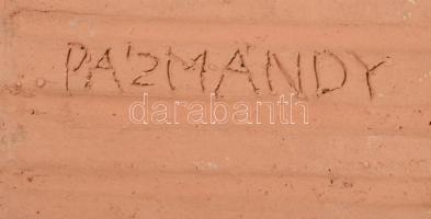 Pázmándy Antal (1943-): Szent László király. Mázas samottos kerámia dombormű, fjelzett 21x23 cm