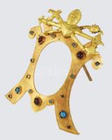 Réz asztali képkeret, kövekkel kirakva, 12x10 cm