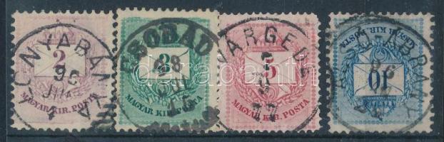 1874-1881 4 db krajcáros bélyeg jobb bélyegzésekkel (Gudlin 400p)