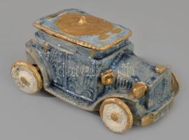 Kerámia autó ékszeres edény, gurítható, 12x6 cm