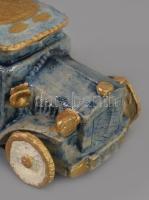 Kerámia autó ékszeres edény, gurítható, 12x6 cm