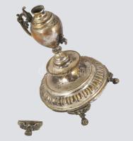 Antik ezüstözött alpakka gyertyatartó, lába elvált, m: 15 cm