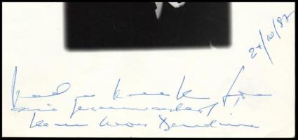 1987 Klaus Maria Brandauer (1943-) Golden Globe-díjas osztrák színész, rendező autográf aláírása és ...